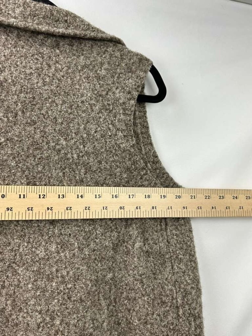 Athleta Women's Size S/M Sleeveless Merino Wool Blend Brown Cardigan Ribbed Hem - Picture 4 of 14
